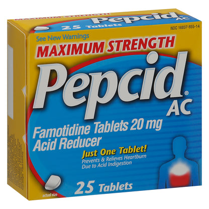Pepcid Ac Maximum Strength 20 Mg Acid Reducer Tablets 25 ea Box