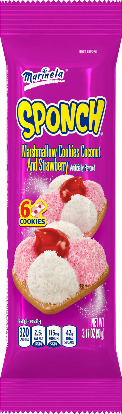 Marinela Sponch Marshmallow Cookies Coconut Strawberry SS 6 Ct 3.17 Oz