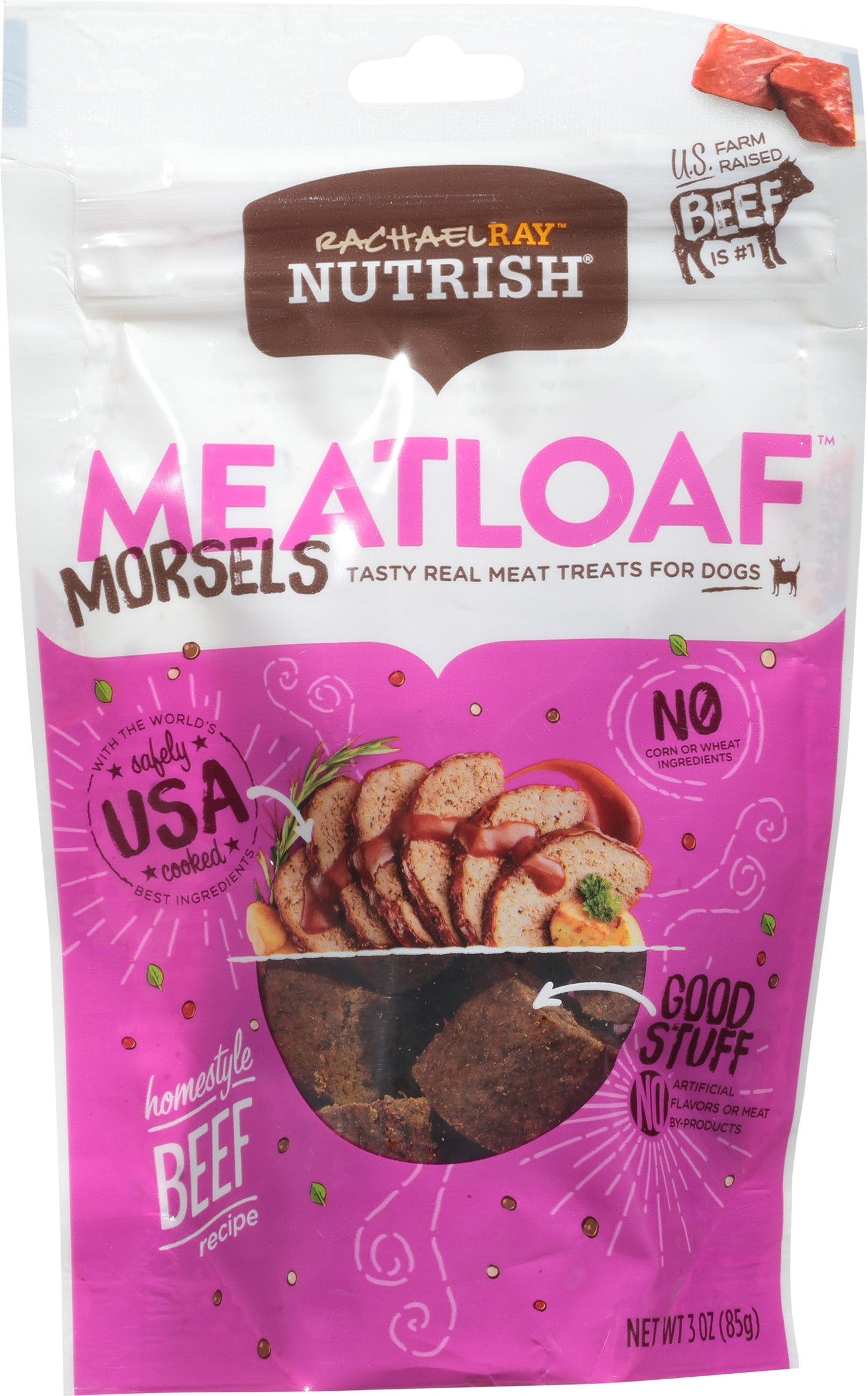 Rachael Ray Nutrish Meatloaf Morsels Homestyle Beef Recipe Treats for Dogs 3 oz