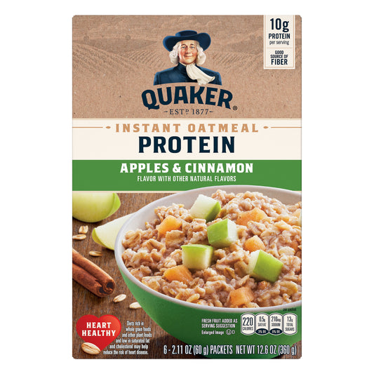 Quaker Protein Apples & Cinnamon Instant Oatmeal 6 ea