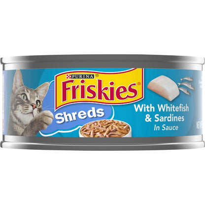 Purina Friskies Wet Cat Food, Shreds With Whitefish & Sardines in Sauce - 5.5 oz. Can