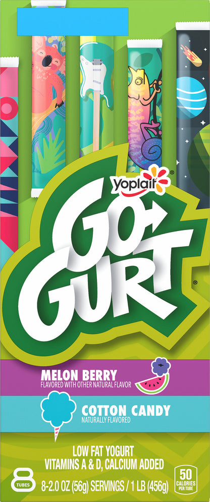 Yoplait Go Gurt Low Fat Cotton Candy/Melon Berry Yogurt 8 ea