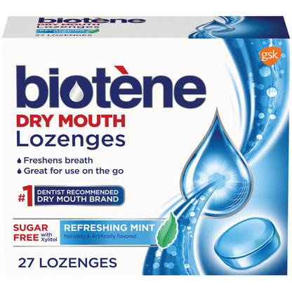 Biotène Dry Mouth Lozenges for Fresh Breath, Refreshing Mint, 27 count