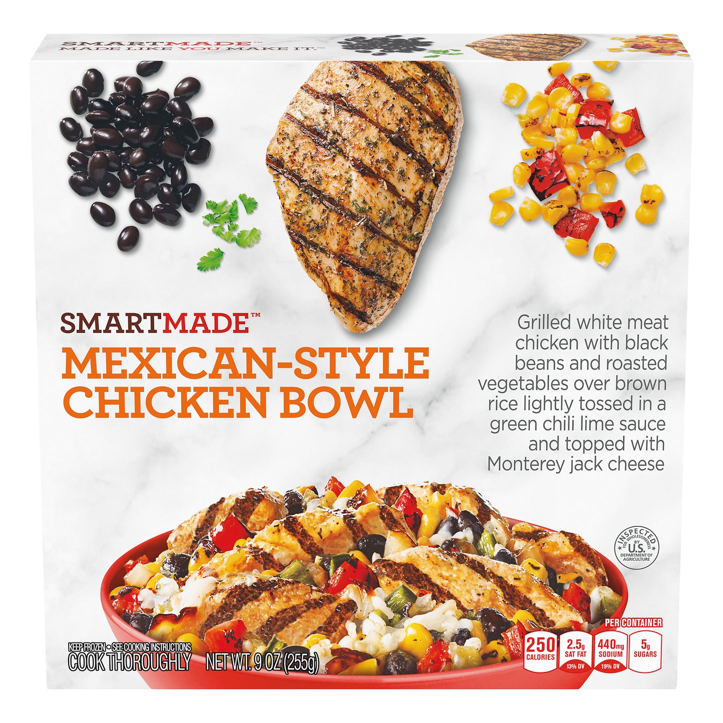 SmartMade Mexican-Style Chicken Bowl, Frozen Meal, 9 oz Box