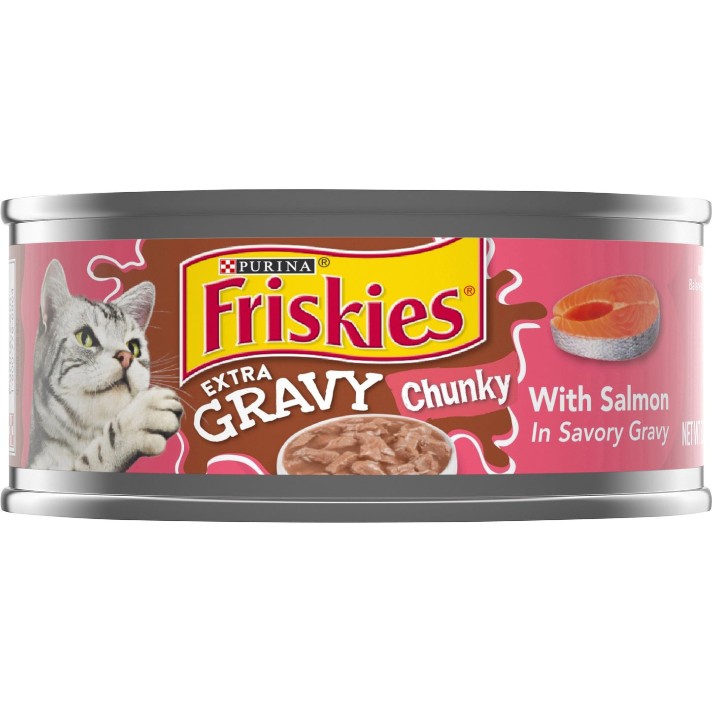 Purina Friskies Gravy Wet Cat Food, Extra Gravy Chunky With Salmon in Savory Gravy - 5.5 oz. Can