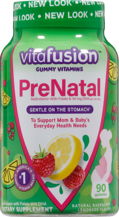Vitafusion Prenatal Raspberry Lemonade Flavor Gummy Vitamins 90 Gummies