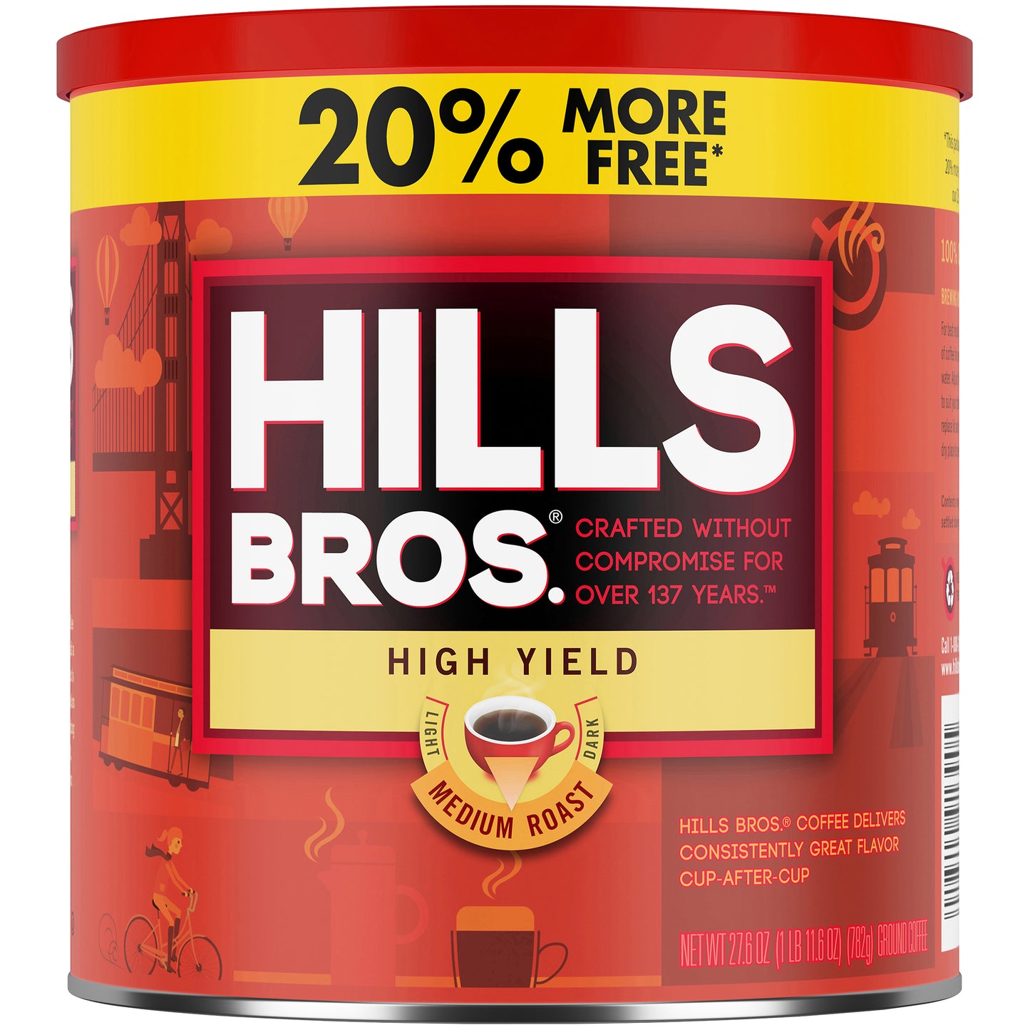 Hills Bros.® High Yield Medium Roast Ground Coffee 27.6 oz. Can