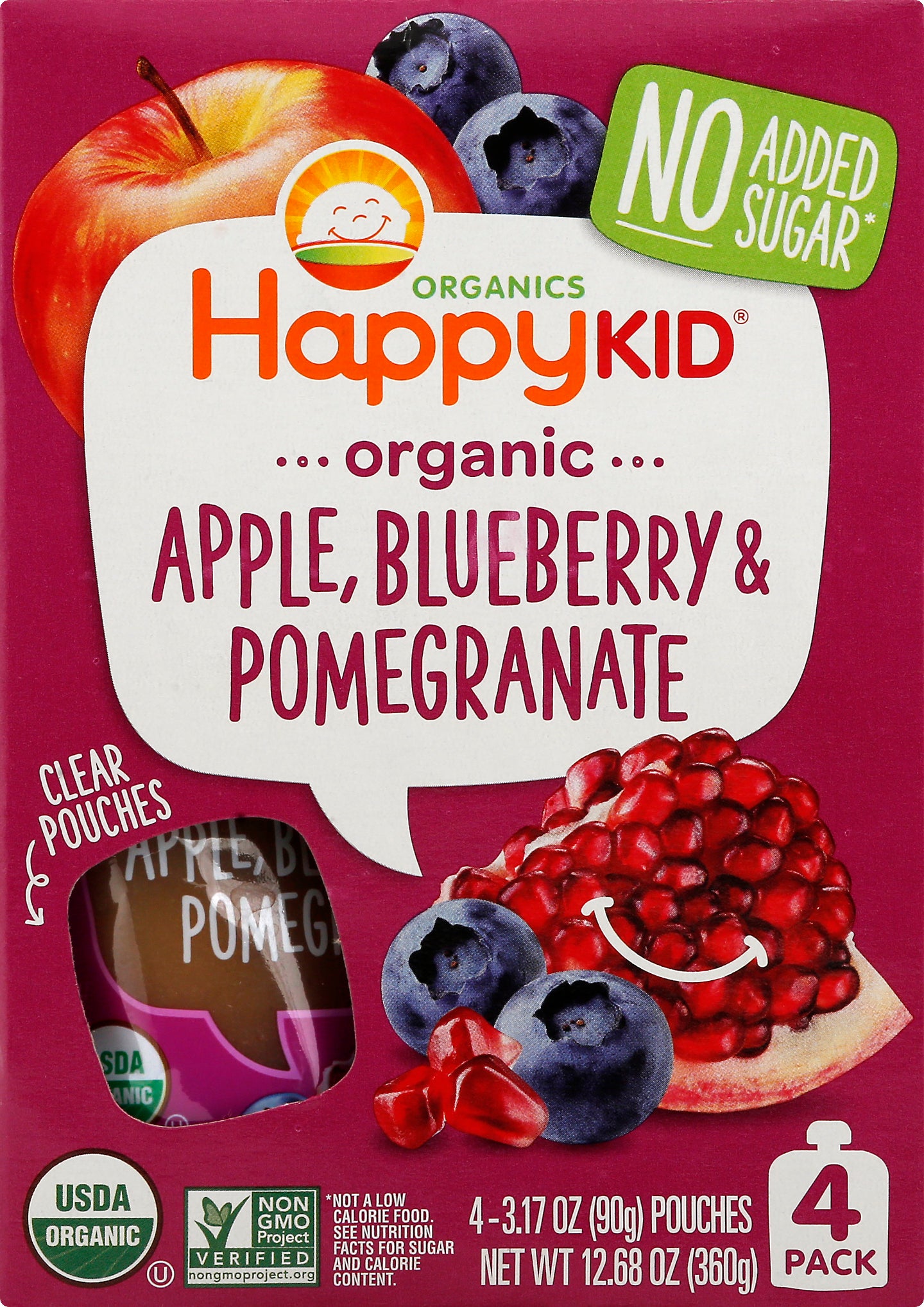 Happy Kid 4 Pack Organic Apple, Blueberry & Pomegranate Apple, Blueberry & Pomegranate 4 ea