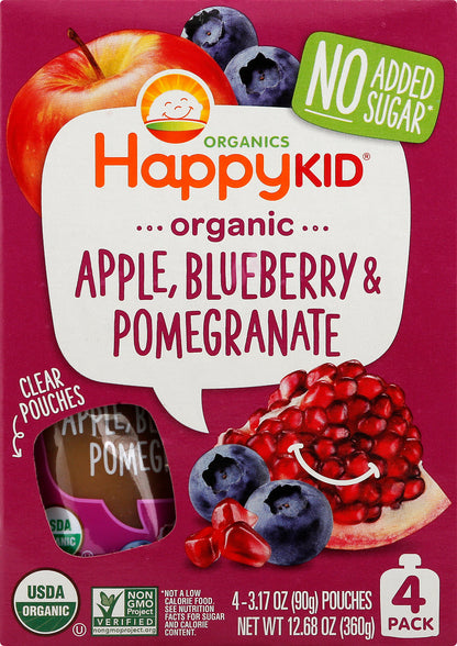 Happy Kid 4 Pack Organic Apple, Blueberry & Pomegranate Apple, Blueberry & Pomegranate 4 ea