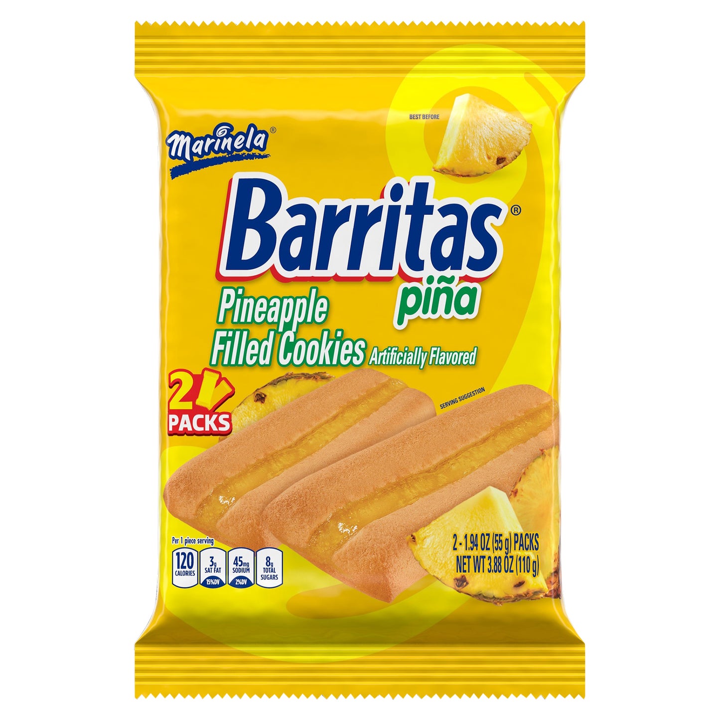 Marinela Barritas 2 Packs Pineapple Filled Cookies 2 - 1.94 oz ea