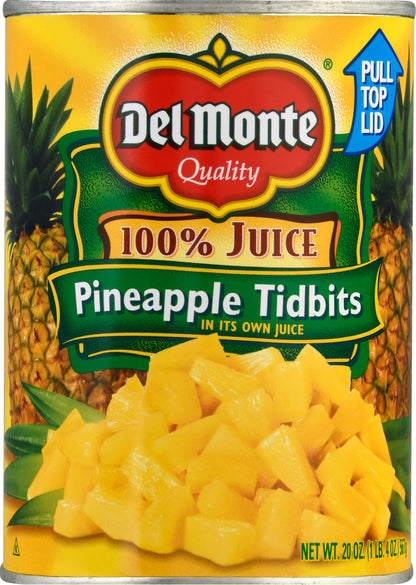 Del Monte In Its Own Juice Pineapple Tidbits 20 oz
