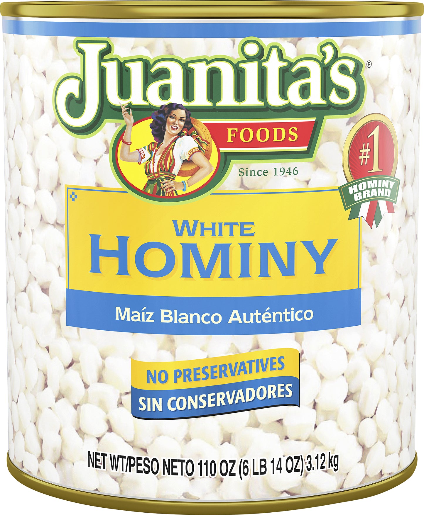 Juanita's White Hominy 110 oz