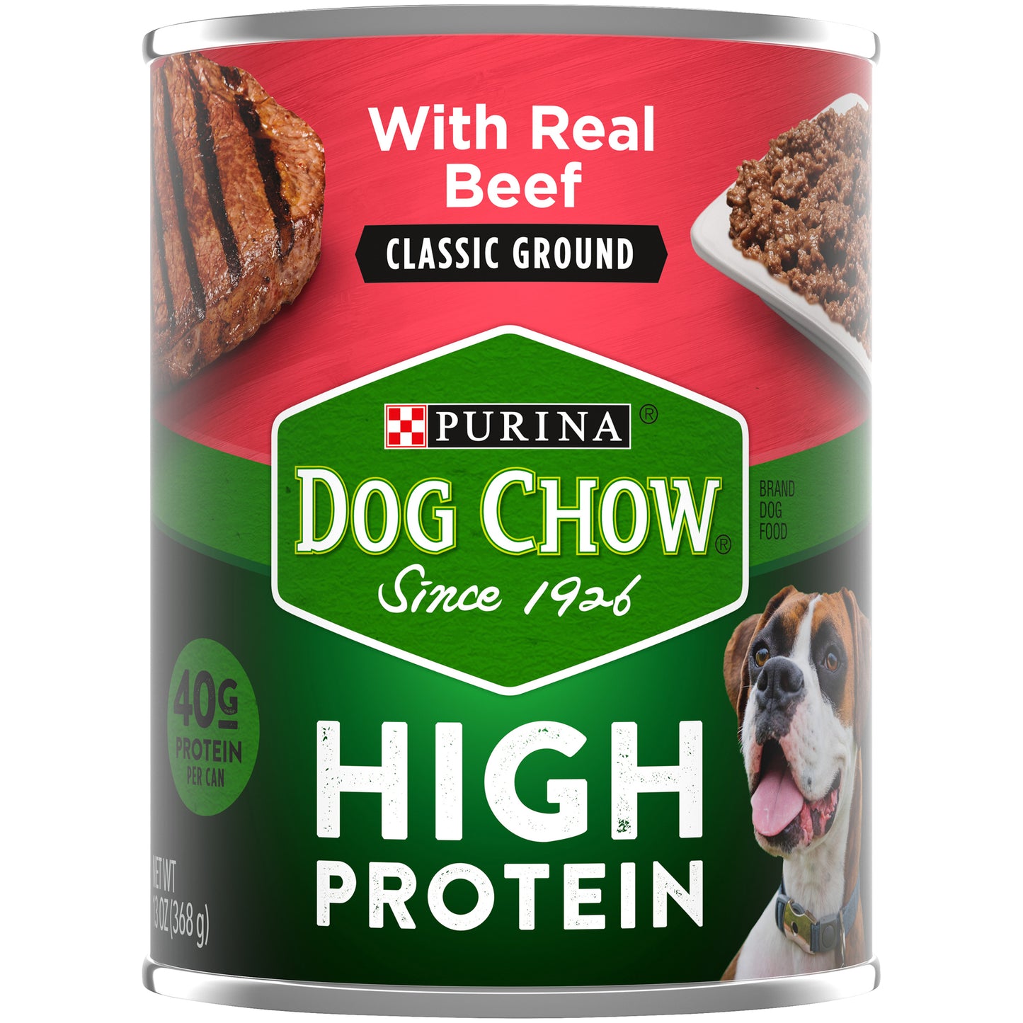 Purina Dog Chow High Protein Pate Wet Dog Food, High Protein With Real Beef - 13 oz. Can