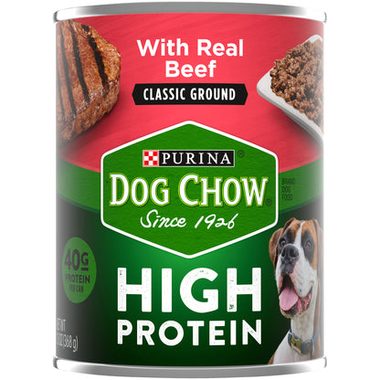Purina Dog Chow High Protein Pate Wet Dog Food, High Protein With Real Beef - 13 oz. Can