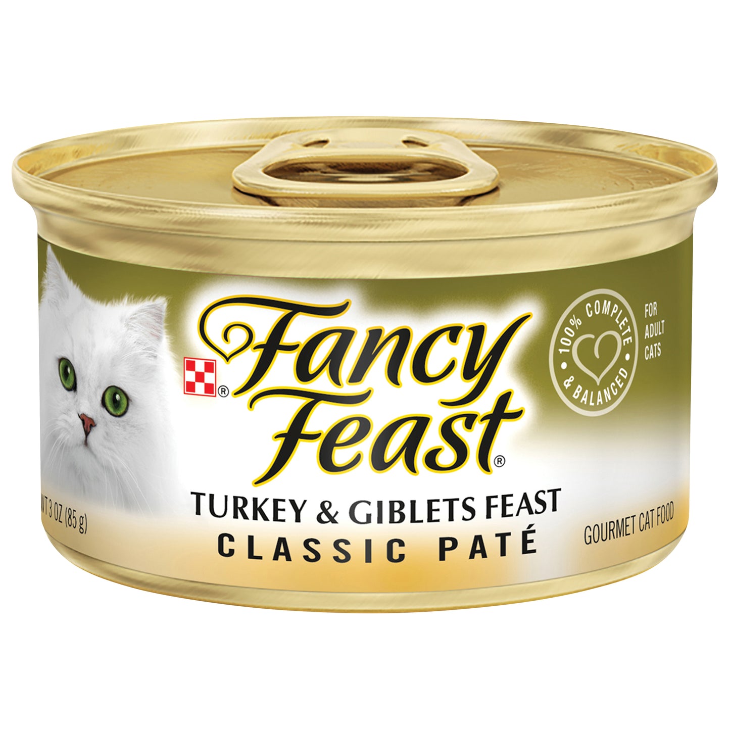Purina Fancy Feast Grain Free Pate Wet Cat Food, Classic Pate Turkey & Giblets Feast - 3 oz. Can