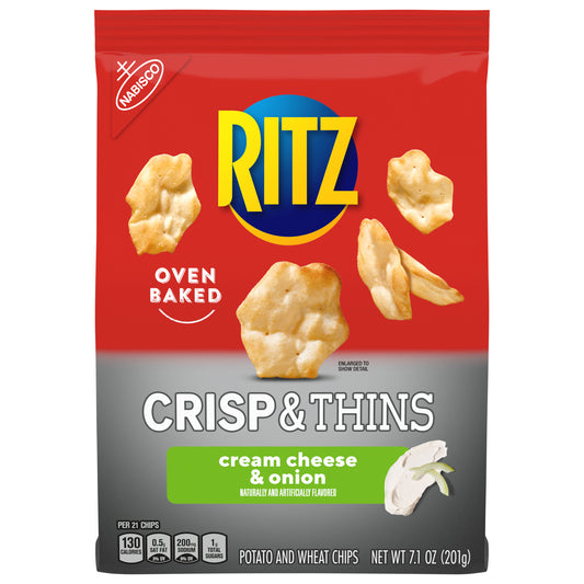 Ritz Crisp & Thins Cream Cheese & Onion Potato and Wheat Chips 7.1 oz