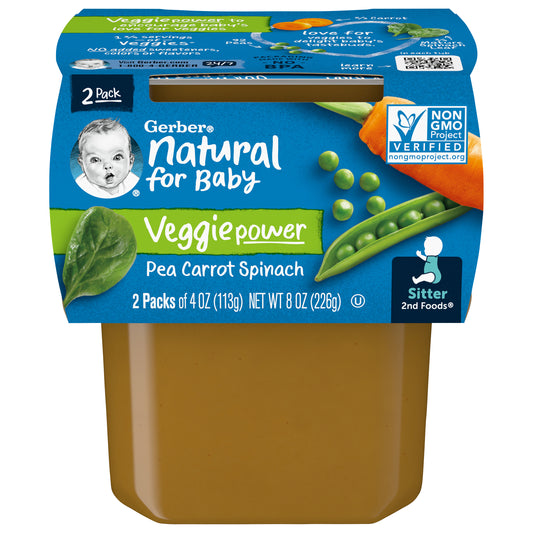 Gerber Natural for Baby 2 Pack Pea Carrot Spinach 2 - 4 oz Packs