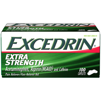 Excedrin Extra Strength Pain Relief Caplets for Headache Relief, 100 count