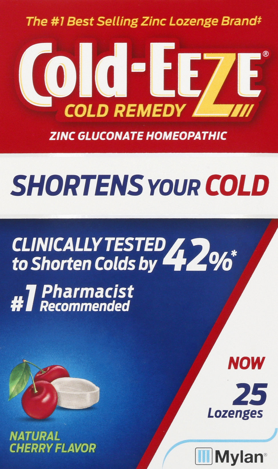Cold Eeze Sugar Free Lozenges Natural Cherry Flavor Cold Remedy 25 ea