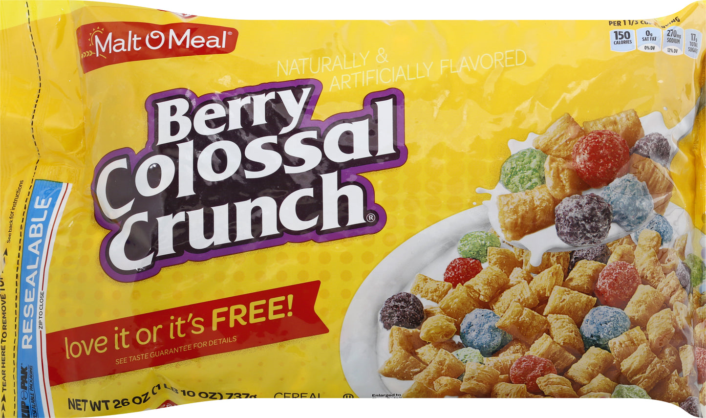 Malt O Meal Family Size Berry Colossal Crunch Cereal 26 oz