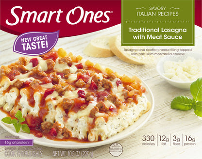 Smart Ones Traditional Lasagna With Meat Sauce, Frozen Meal, 10.5 oz Box