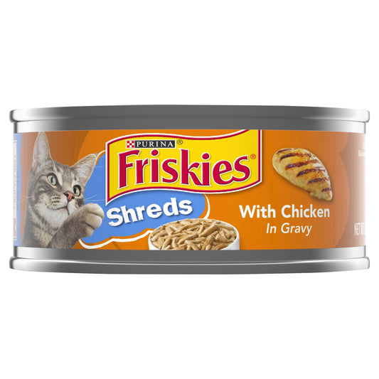 Purina Friskies Gravy Wet Cat Food, Shreds With Chicken - 5.5 oz. Can