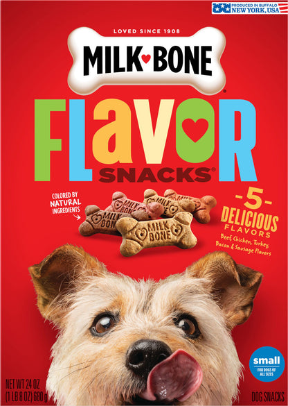 Milk-Bone Flavor Snacks Small Dog Biscuits, Flavored Crunchy Dog Treats, 24 Oz.