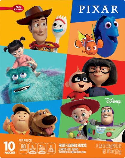 Betty Crocker Disney Pixar Fruit Snacks, 10 Pouches