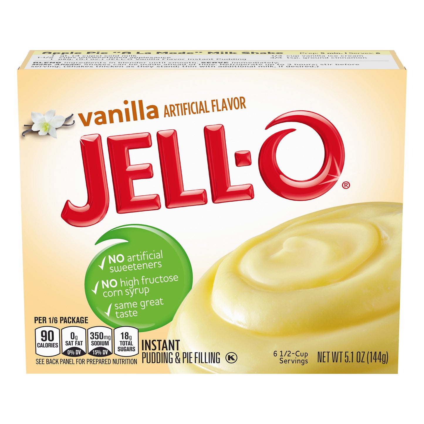 Jell-O Vanilla Instant Pudding Mix, 5.1 oz Box