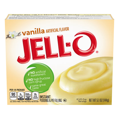 Jell-O Vanilla Instant Pudding Mix, 5.1 oz Box