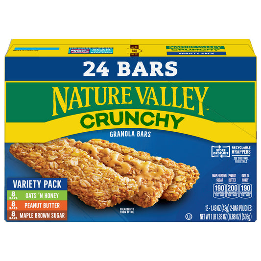 Nature Valley Crunchy Granola Bar, Variety Pack, 24 Bars, 17.88 oz