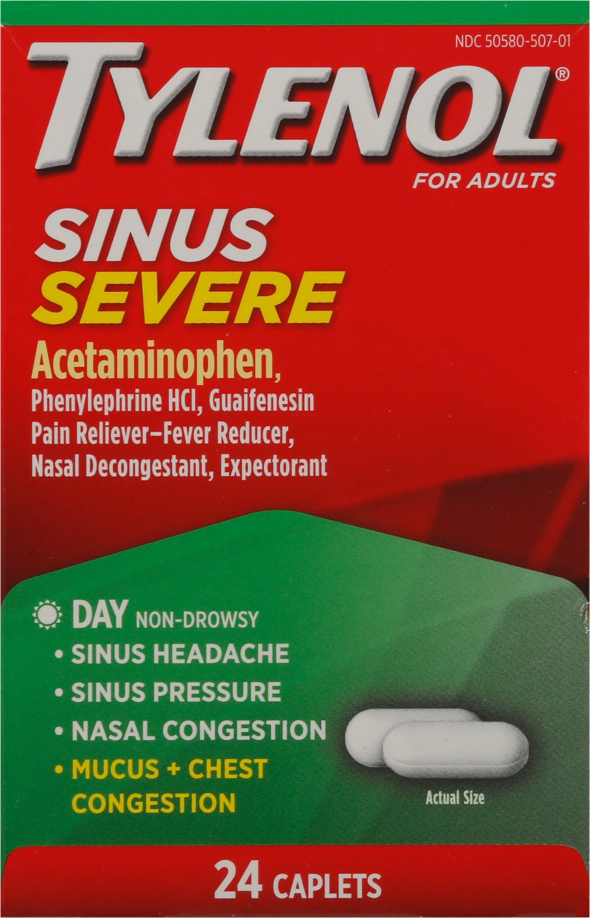 Tylenol For Adults Sinus Severe 24 Caplets Box