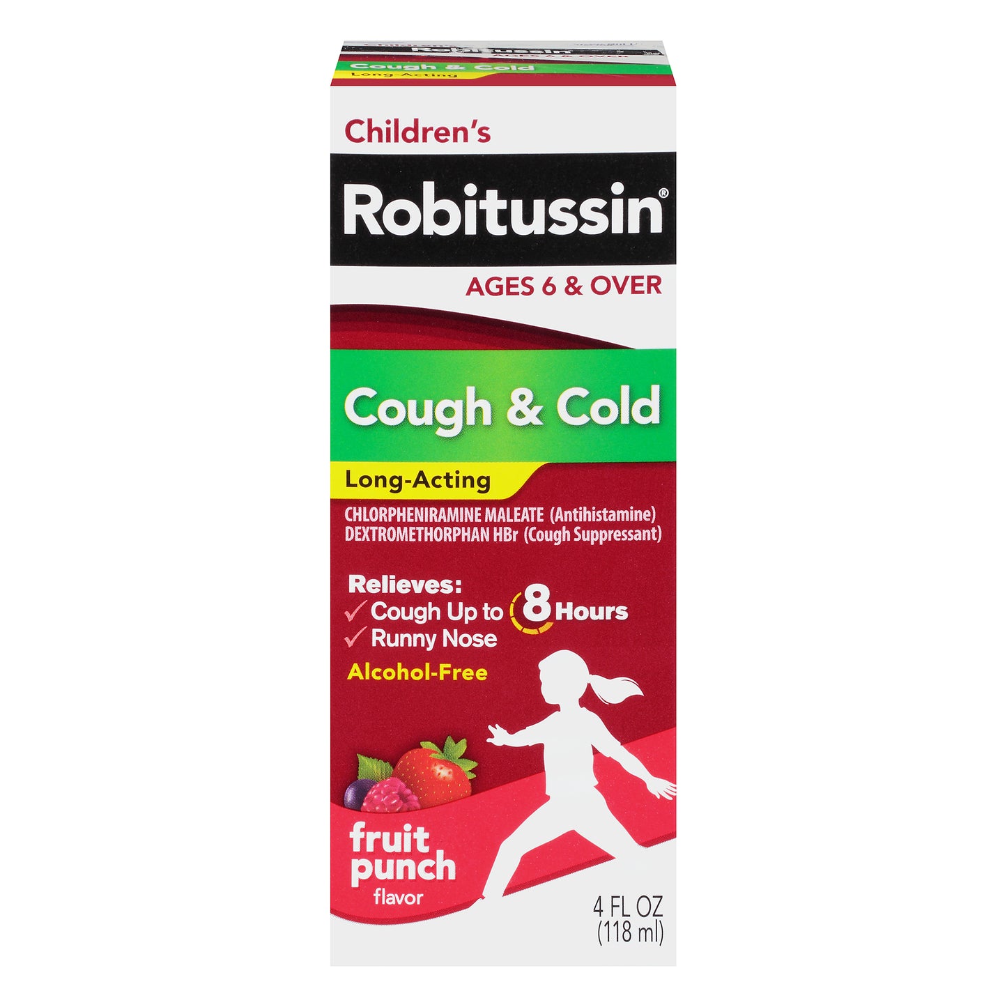 Children's Robitussin Cough Long-Acting (4 Fl. Oz, Fruit Punch Flavor), 8-Hour Cough Suppressant, Al