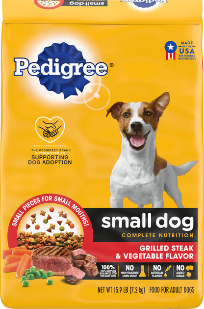 Pedigree Small Dog Complete Nutrition Grilled Steak & Vegetable Flavor Dog Food 15.9 lb