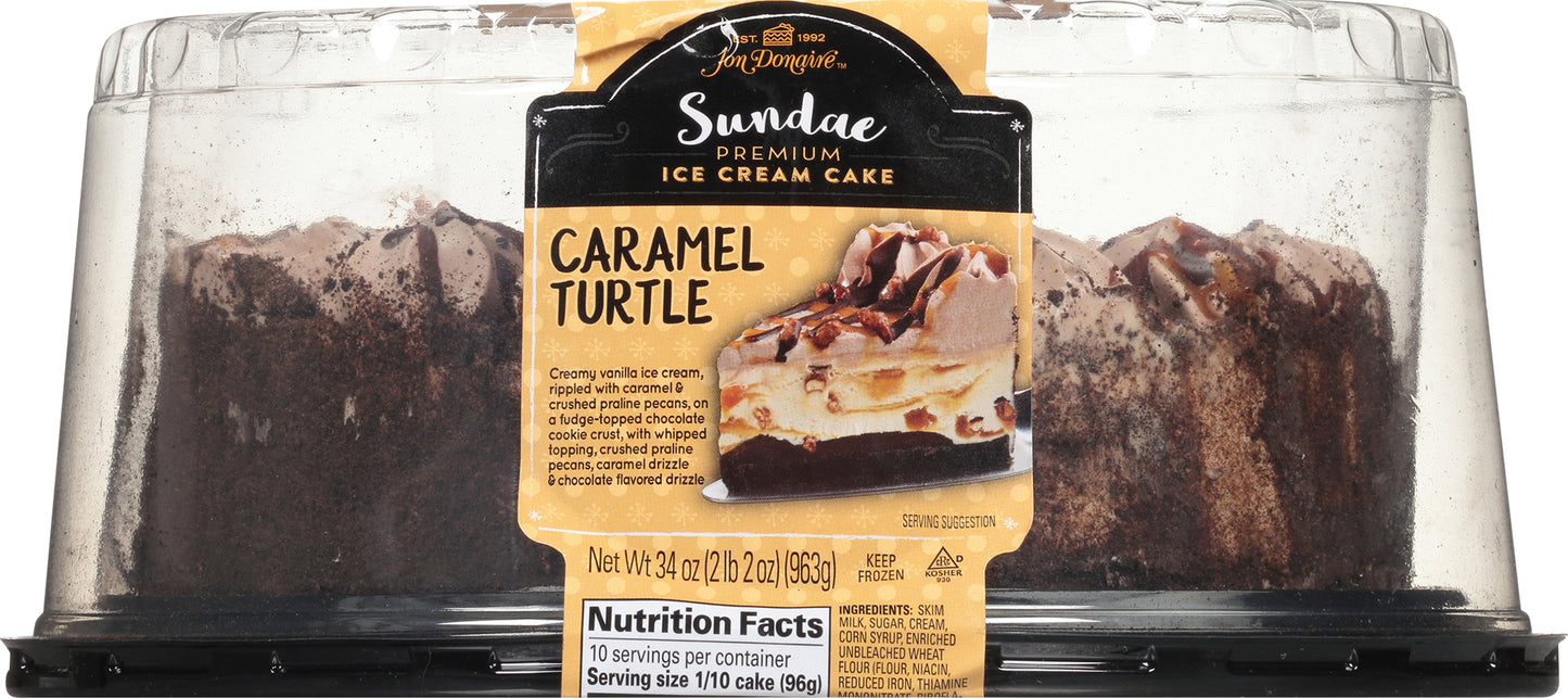 Jon Donaire™ Sundae Caramel Turtle Premium Ice Cream Cake 34 oz. Clamshell