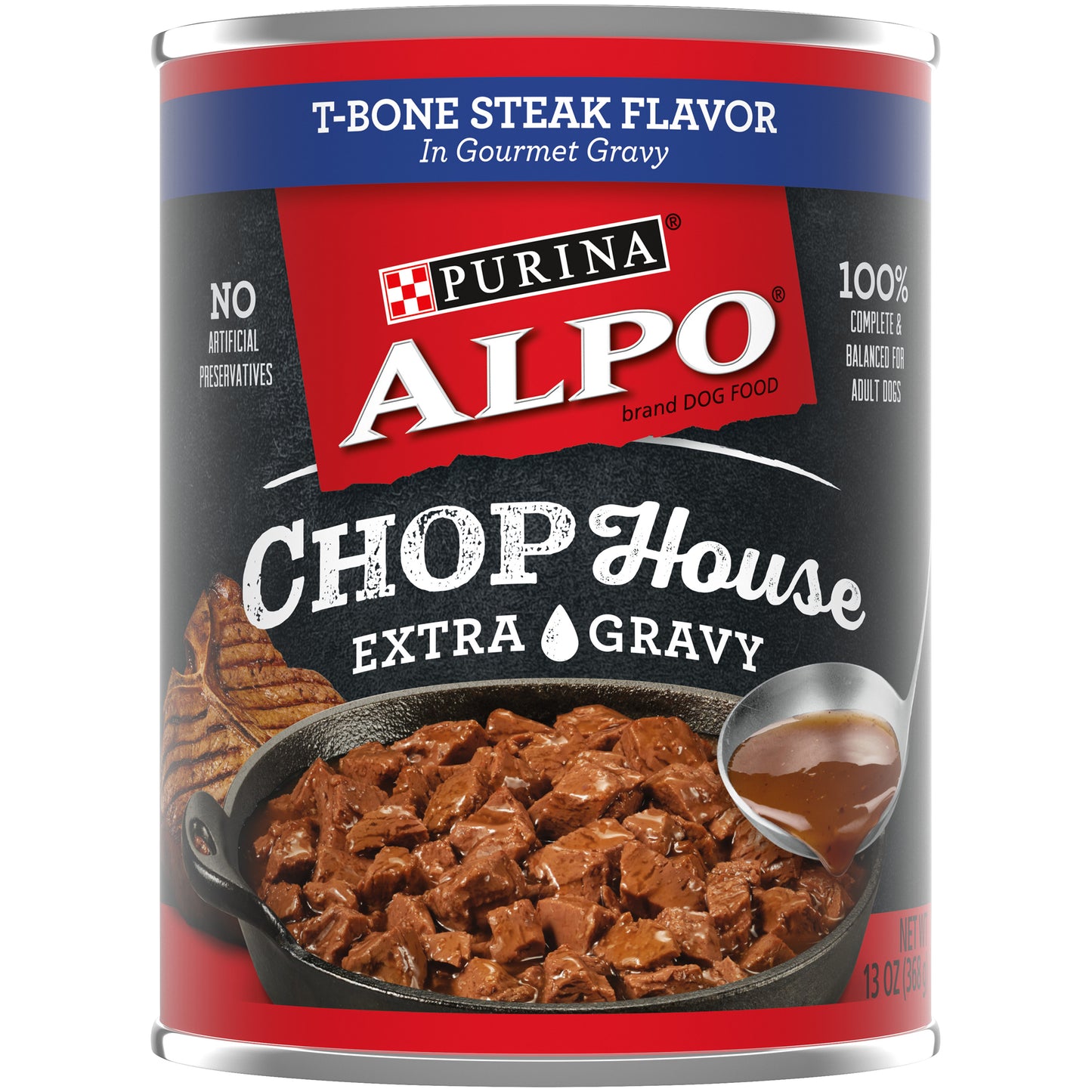 Purina ALPO Gravy Wet Dog Food, Chop House T-Bone Steak Flavor - 13 oz. Can