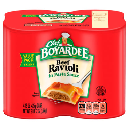 Chef Boyardee Value Pack In Pasta Sauce Beef Ravioli 4 ea