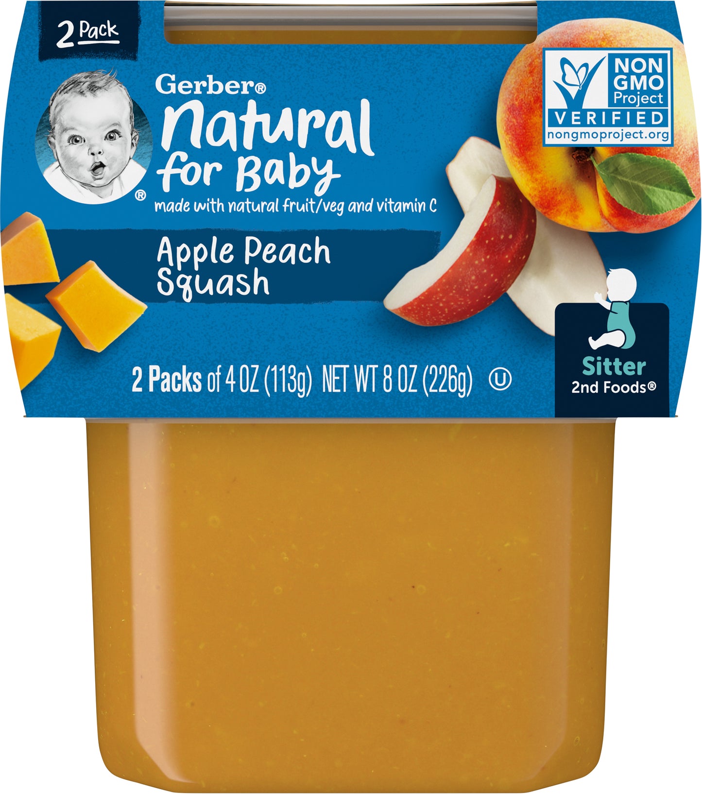 Gerber Natural For Baby Apple Peach Squash 2 Pack