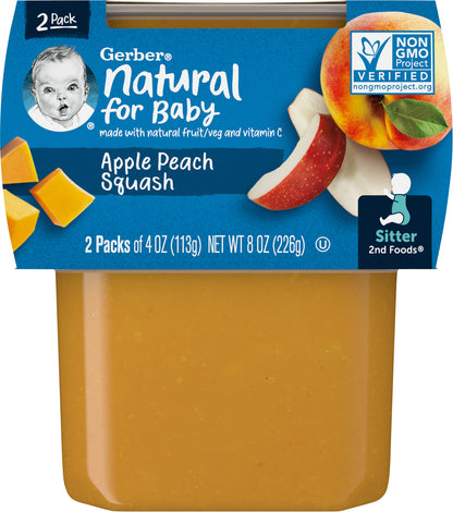 Gerber Natural For Baby Apple Peach Squash 2 Pack