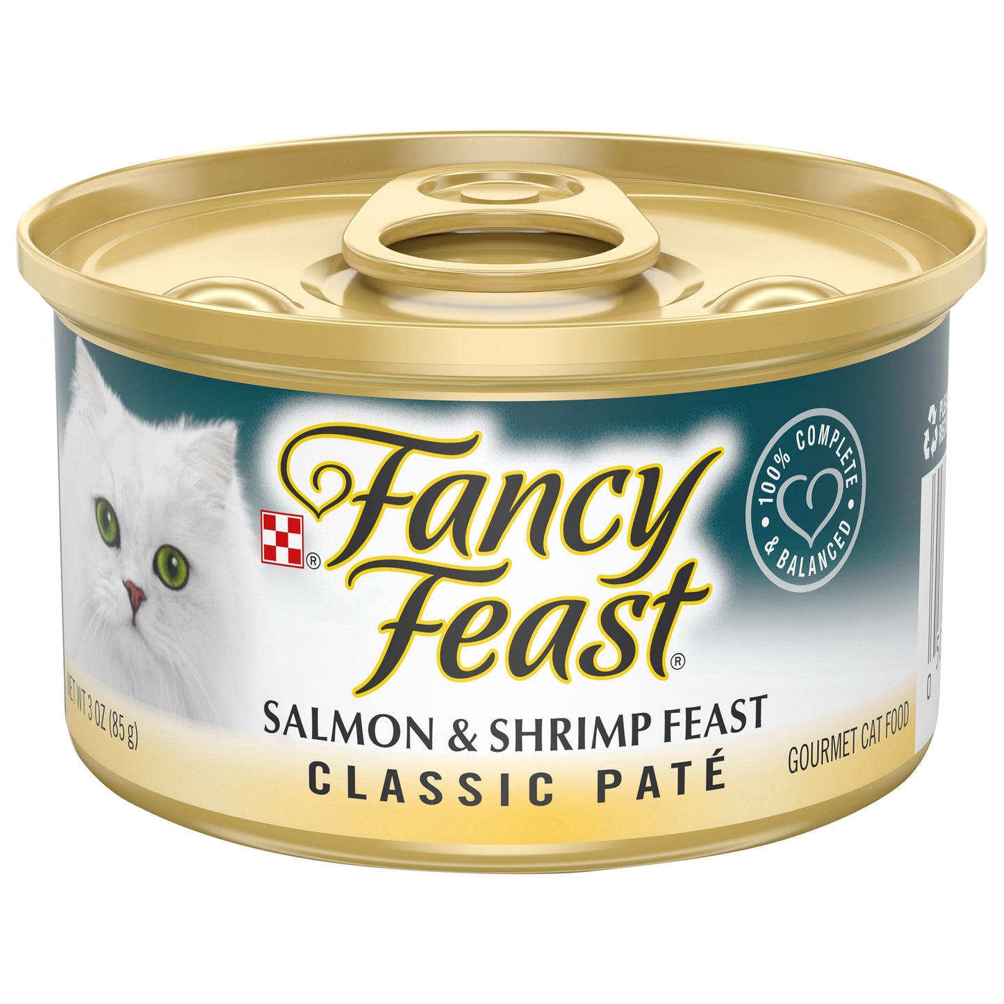 Purina Fancy Feast Grain Free Pate Wet Cat Food, Classic Pate Salmon & Shrimp Feast - 3 oz. Can