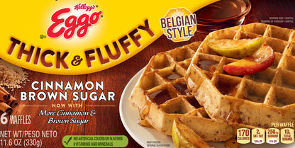 Eggo Belgian Style Thick & Fluffy Cinnamon Brown Sugar Waffles 6 ea