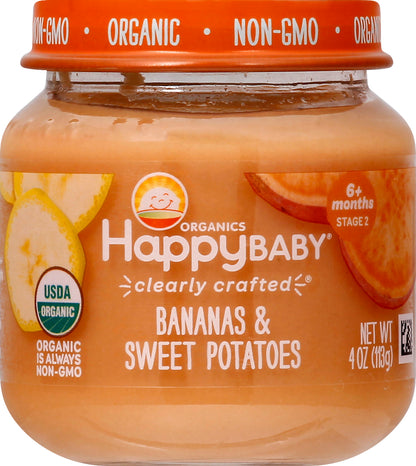 HappyBaby Stage 2 (6+ Months) Organic Bananas & Sweet Potatoes 4 oz