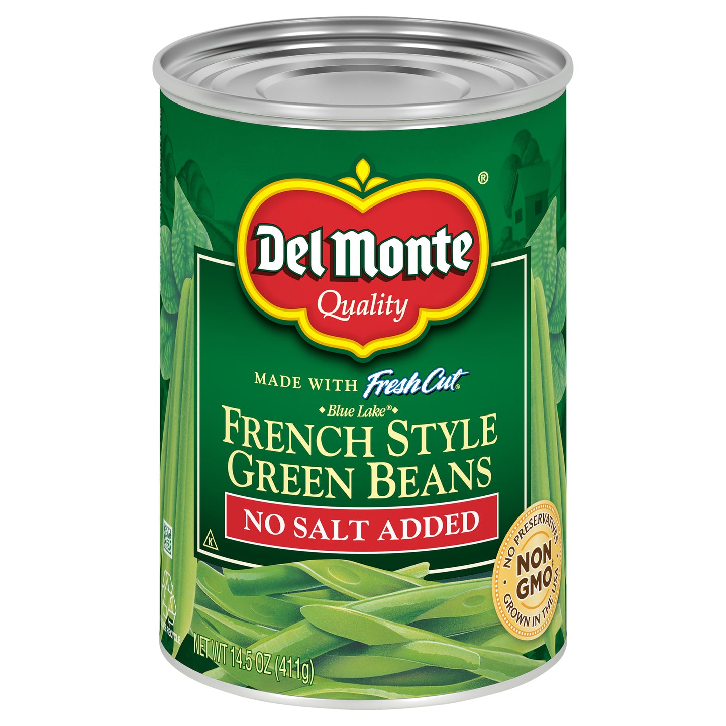 Del Monte No Salt Added French Style Green Beans 14.5 oz Can
