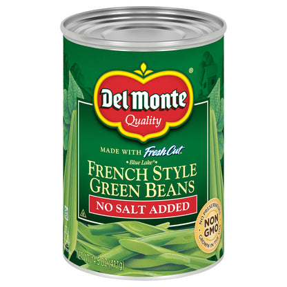 Del Monte No Salt Added French Style Green Beans 14.5 oz Can