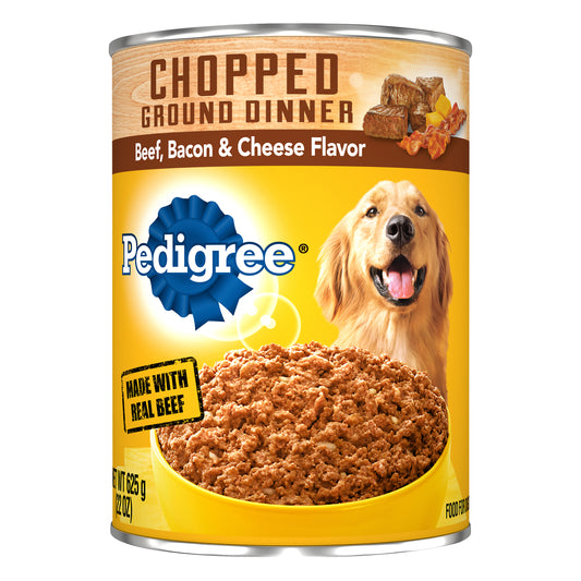 Pedigree Chopped Ground Dinner Beef, Bacon & Cheese Flavor Dog Food 625 g