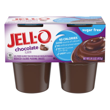 Jell-O Chocolate Sugar Free Ready-to-Eat Pudding Snacks, 4 ct Cups