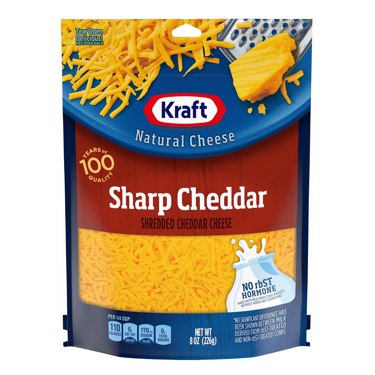 Kraft Sharp Cheddar Shredded Cheese, 8 oz Bag