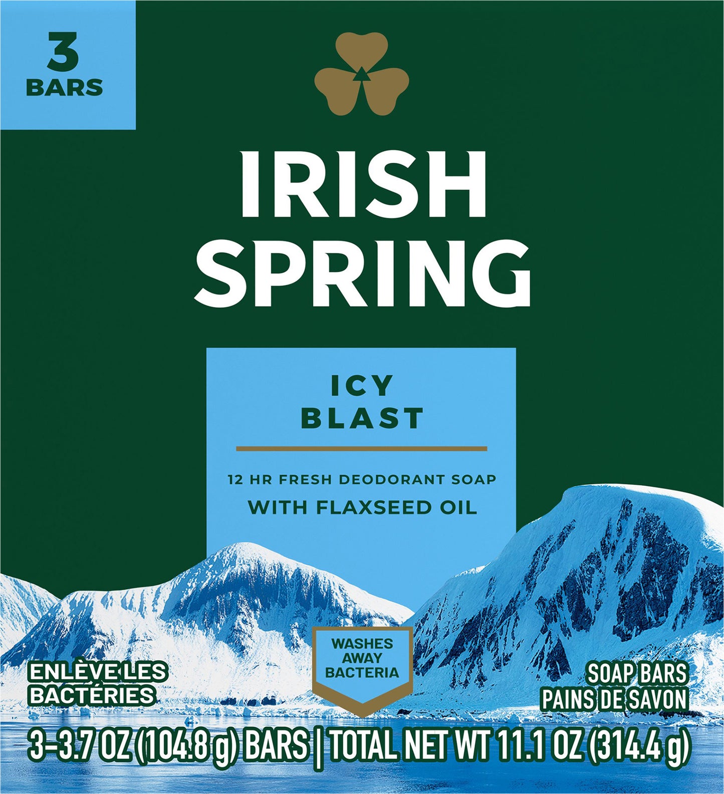 Irish Spring 3 Bars Icy Blast Soap Bars 3-3.7 oz Boxes