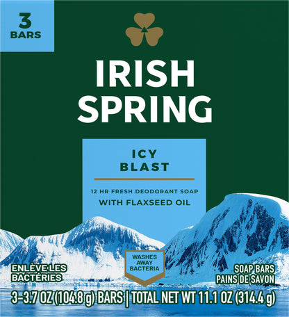 Irish Spring 3 Bars Icy Blast Soap Bars 3-3.7 oz Boxes
