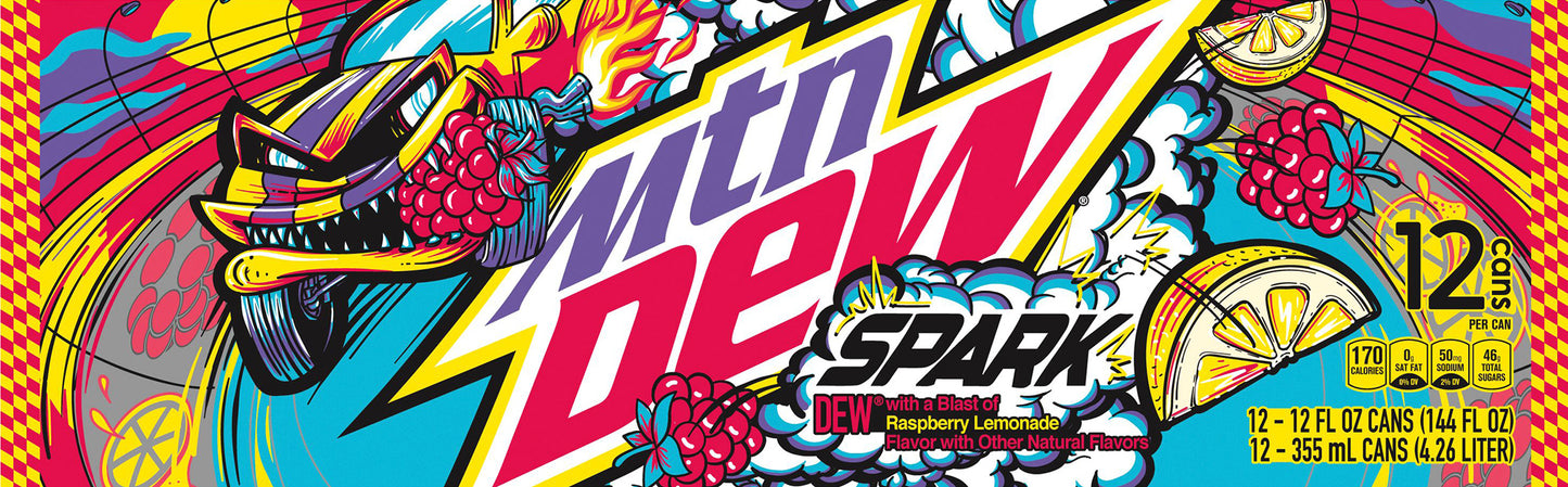 Mtn Dew Spark Soda Raspberry Lemonade12 Fluid Ounce, 12 Count